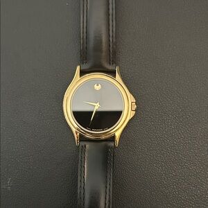 Classic Movado Museum Black Dial Gold Case Watch
